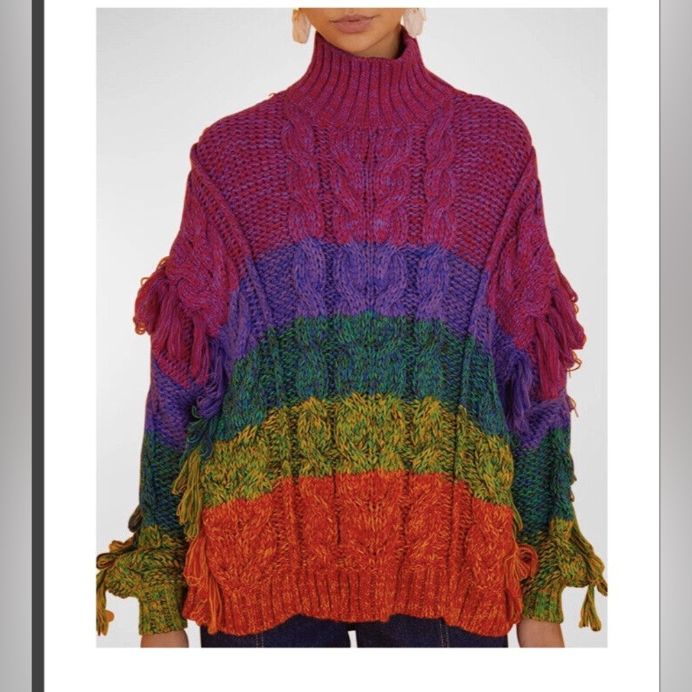 Never worn Farm Rio rainbow sweater, size small